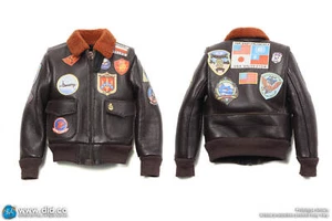 1/6 Scale Toy Top Gun - Lt. Mitchell - Leather Flight Jacket w/Patches (APPLIED) - Picture 1 of 8