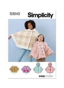 SIMPLICITY 3043 KINDER & MÄDCHEN PONCHOS Schnittmuster Alter 3-6 & 7-14 EINFACH - Bild 1 von 12
