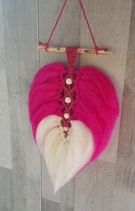 Macrame Leaf Wall Hanging.Chunky feather Handmade Boho Home Decor Gift Tapestry - Picture 1 of 6