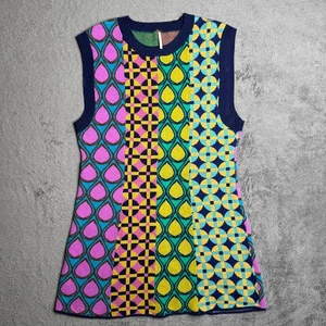 Free People FP Mod Retro Strick Mira Mini Ärmellos Pullover Kleid M Psychedelic - Bild 1 von 5