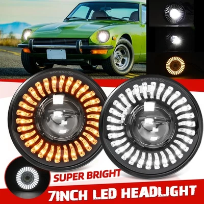 Faro LED de 7 pulgadas alto/bajo ámbar + halo blanco DRL para Datsun 240Z 260Z 280Z 280ZX Foto 1 de 4