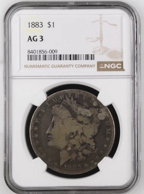 1883 Morgan Silver Dollar AG3 NGC Lowball *8255 - Image 1 of 2