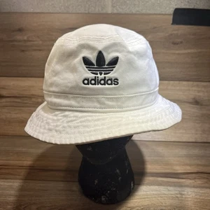 Adidas Originales Blanco Trébol Logo Cubo Sombrero Poliéster Gorra de Verano OSFA - Imagen 1 de 4