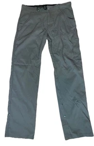 Prana Women’s Hiking Trail Pants 33 Khaki Green 32.5" Inseam Flat Front Mid Rise - Picture 1 of 13