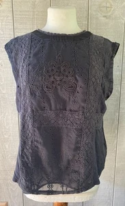 Top para mujer Tiny Brand Anthropologie bordado ojales ribete de encaje sin mangas S - Imagen 1 de 6