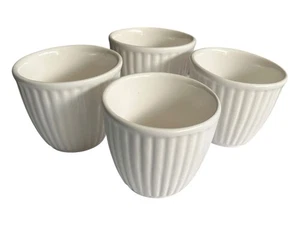 Cup Set of 4 White Round Ribbed Vintage 169 Excellent Used Condition 3”T x 3.5”W - Picture 1 of 9