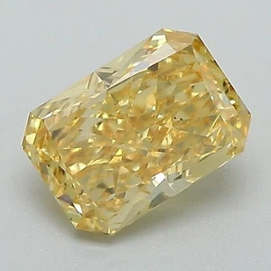 Radiant Cut 1.01 Ct Fancy Vivid Yellow VS2 Certified Lab Grown CVD Diamond Loose - Picture 1 of 10