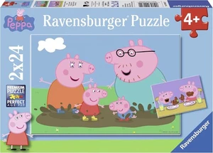 NEW Ravensburger 2x24 Pieces Jigsaw Puzzle 4+ Ages Peppa Pig, Happy Family - Picture 1 of 3