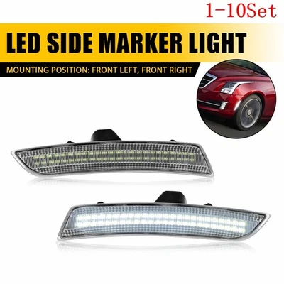 Clear Front White LED Side Marker Lights Lamp For Cadillac 15-20 ATS CTS 1-10Set - Image 1 of 4