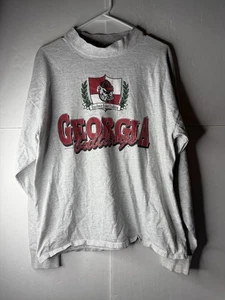 Vintage Georgia Bulldogs Langarm T-Shirt XL Distressed USA Heather Gray - Bild 1 von 5