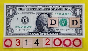 March 14 2000 Birthday Note D 03142000 D Fancy Serial Number $1 Dollar Bill FW - Picture 1 of 7