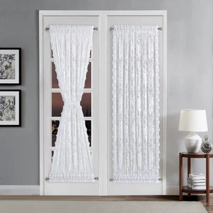 Pair of Premium Lace French Door Curtains or Sidelight Door Curtains with 2 T... - Picture 1 of 4