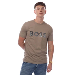 Men's Hugo Boss Logo Print T-Shirt in Green - Picture 1 of 4