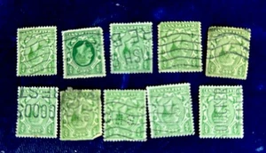 Briefmarken Lot 10 1904 King Edward Call 1/2p Scott #143 gelb/grün - Bild 1 von 2