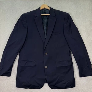 NEW Joseph & Feiss Gold Mens 44L Navy Blue 100% Wool Classic Fit Blazer Preppy - Picture 1 of 14