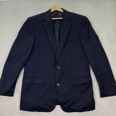 NEW Joseph & Feiss Gold Mens 44L Navy Blue 100% Wool Classic Fit Blazer Preppy - Image 1 of 4