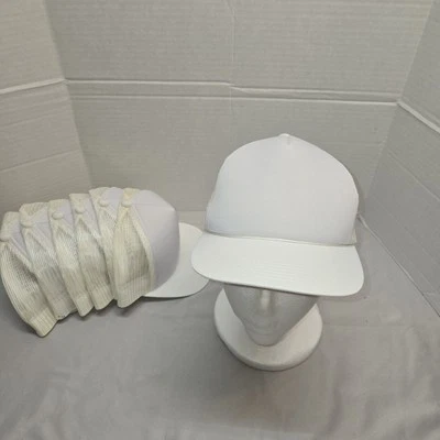 Vintage Trucker Hat Youth Size White YoungAn Snapback Mesh Dome Nwot Lot Of 7 - Image 1 of 4