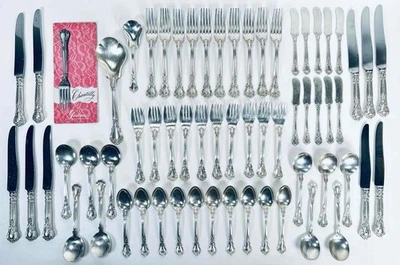 Servicio de cubiertos de plata esterlina Gorham Chantilly 62 piezas para 10 + piezas para servir Foto 1 de 4