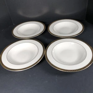 Lenox Haverford Hall Rimmed Soup Bowls Set Of 4 Ivory 24k Gold - Picture 1 of 6