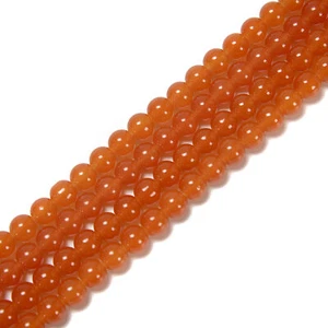 Dark Orange Crystal Glass Smooth Round Beads Size 6mm 8mm 10mm 15.5" Strand - Picture 1 of 2