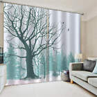 Ocean Subtitle Simple Note Trees Printing 3D Blockout Curtains Fabric Window