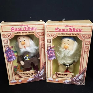 Vintage DISNEY Snow White The Seven Dwarf Dolls SNEEZY SLEEPY Bikin Toys - Picture 1 of 6