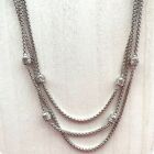 Judith Ripka Sterling Silver 925 Diamonique (CZ) Triple Strand Chain Necklace