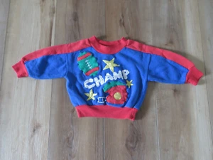 VTG Broadway 90s CHAMP Football Helmet Primary Colors Crewneck Sweatshirt Sz 12 - Picture 1 of 9