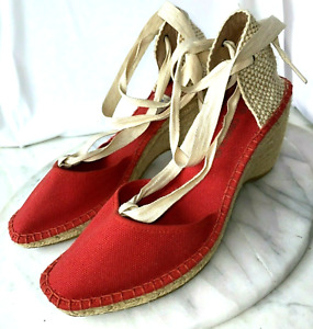 Andre Assous Spain $125 Y2K Lace-Up Espadrilles Comfort Wedge 40 US 9 New