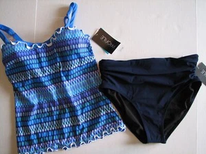 Profile Gottex BLUE LAGOON 36 D Cup Underwire Tankini Hi Waist Swim Suit 12 - Picture 1 of 5