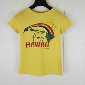 Honolua Shirt Junior Medium Yellow Graphic Crew Neck Short Sleeve Stretch Hawaii