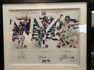 NY Giants Auto Poster Super Bowl MVP Eli Manning Phil Simms Ottis Anderson Auth - Picture 1 of 5