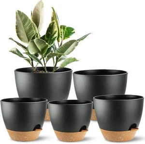 Self Watering Plants Pot with Drainage Hole, Flower Plants Pots for Indoor & - Picture 1 of 8