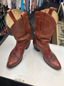 Vintage Tony Lama 5084 Brown Designer Western Cowboy Boots Women's Size 12 B