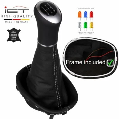 LED ICT pomello cambio per Dacia Renault Duster 5-marce cucitura argento B41 - Immagine 1 di 4