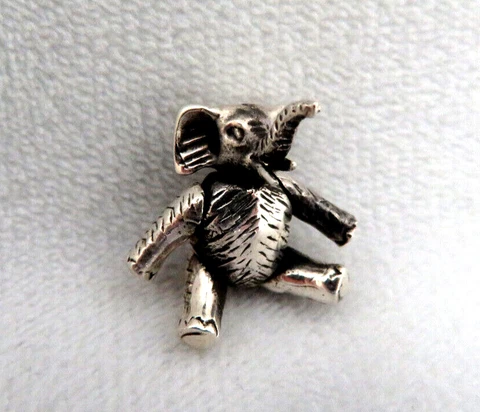 Articulated Miniature Solid 925 Sterling Silver Elephant Figurine Cover