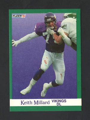 1991 Fleer Football Card Error Keith Millard Minnesota Vikings w/Baseball Back - Image 1 of 2