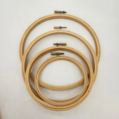 Lot of VTG Embroidery Needlepoint Wooden Rag Shop Hoops 4" 5" 6" 7" Set of 4 - Image 1 of 4
