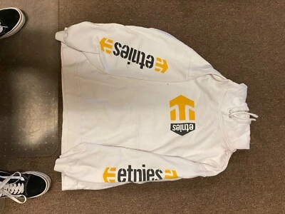 Hombre Usado ETNIES Blanco Pull Over Chaqueta Sudadera con Capucha Foto 1 de 4