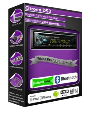 Citroen DS3 Radio DAB , Pioneer Coche CD Estéreo USB Player, Bluetooth Kit - Imagen 1 de 4