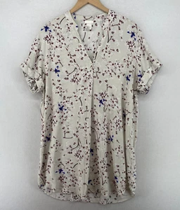 ANNA GLOVER H&M Dress 10 Tunic Floral Shirtdress Popover Short Sleeve Gray - Picture 1 of 12