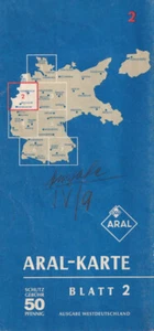 Aral Blatt 2 Strassenkarte IV/9 Westdeutschland Landkarte Auto Reise Vintage - Picture 1 of 8