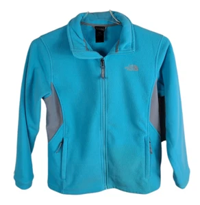 The North Face Girls Size XL (18) Blue Gray Fleece Jacket Pockets Full Zip Front - Picture 1 of 4
