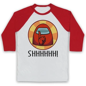 AMONG US SHHHHH! IMPOSTER ONLINE COMPUTER GAME KILLER 3/4 SLEEVE BASEBALL TEE - Picture 1 of 11