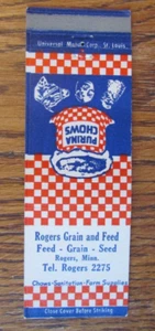 FUNDA DE LIBRO DE CERILLAS AGRÍCOLAS: ROGERS GRAIN & FEED ROGERS, MINNESOTA MATCHCOVER -C8 - Imagen 1 de 1