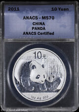 2011 10Yn China 1 oz Silver Panda ANACS MS 70 | Uncirculated UNC BU