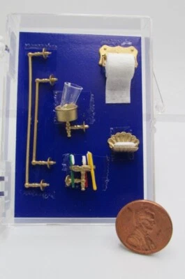 Dollhouse Miniature Chrysnbon 6 Piece Bathroom Accessory Set CB47