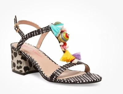 Sapatos femininos Betsey Johnson salto estilingue 7.5 Dynah enfeitado borla - Imagem 1 de 4
