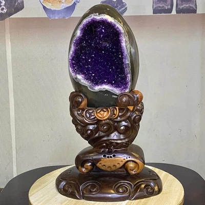 33.5LB Natural amethyst Dinosaur egg Quartz Crystal specimen healing - Image 1 of 4