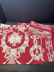 Martha Stewart Red Ribbons French Floral 6 Placemats & 6 Napkins Lot Of 12 Pcs. - Picture 1 of 11